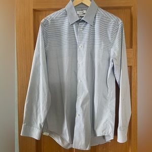 CALVIN KLEIN Steel+ slim fit stretch non iron dress shirt blue 15 1/2 32/33 EUC